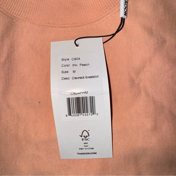 THAKOON PEACH CREWNECK SWEATSHIRT SIZE MEDIUM NWT - Picture 7 of 12
